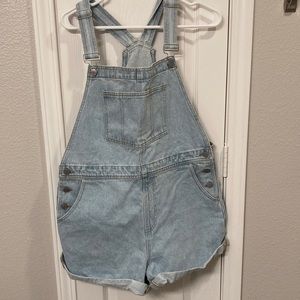 Denim short overalls